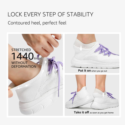 STQ Slip on Tennis Shoes Women Walking Gym Fitness Workout Shoes for Women White Purple Size 8.5