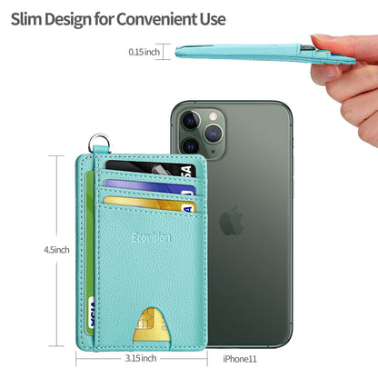 EcoVision Slim Minimalist Front Pocket Wallet, RFID Blocking Credit Card Holder Wallet with Detachable D-Shackle for Men Women