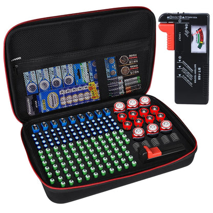 Battery Organizer Storage Box with Tester, Battery Vault Case Fireproof Waterproof Explosionproof Holder Box with Tester BT-168 Checker Carrying Case Container Bag Fit for 200+ Batteries AA AAA C D 9V