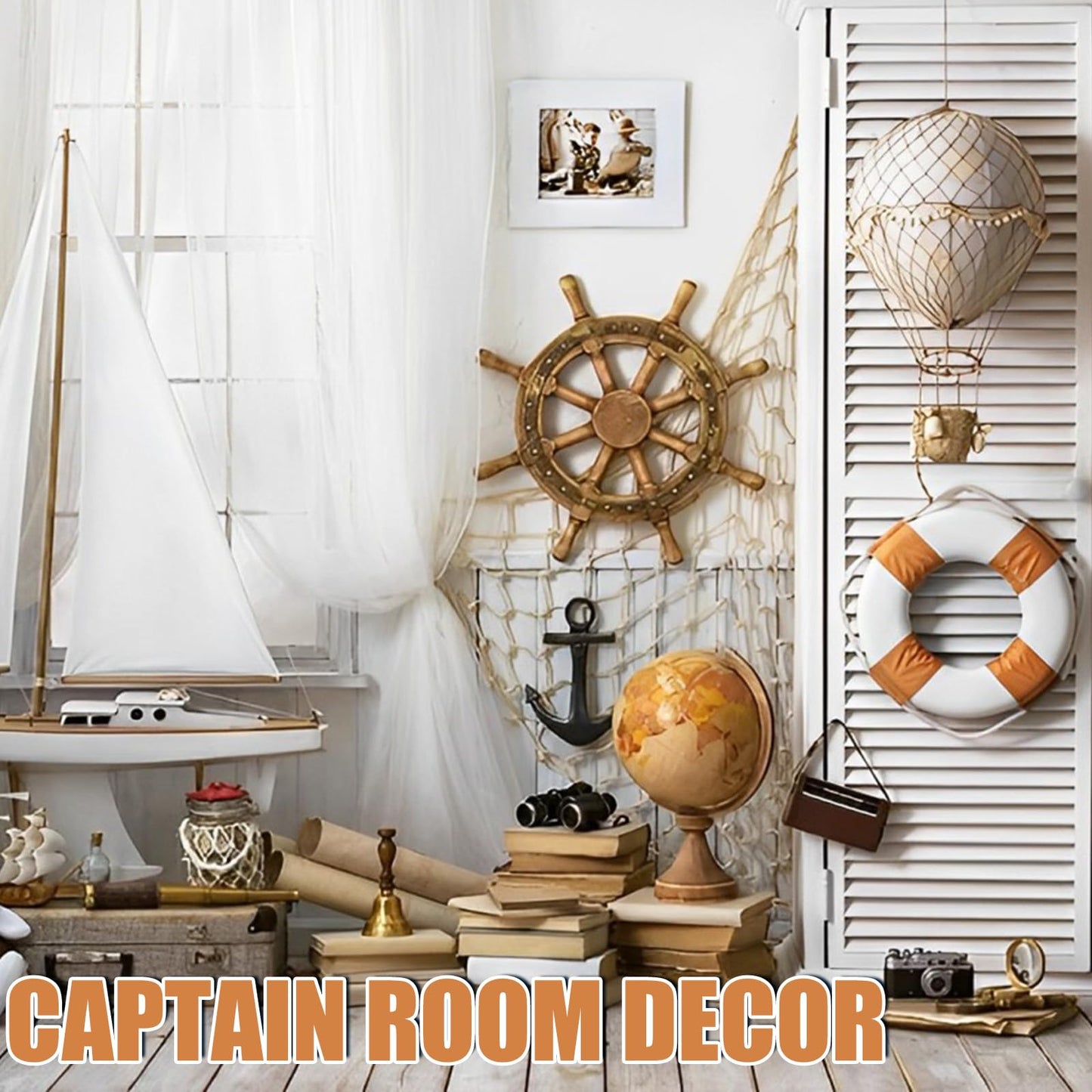 2 Pack Fish Net Decorations for Party, Natural Cotton Hawaiian Party Fishing Net Decorative, Nautical Themed Cotton Fishnet Under The Sea Pirate Ocean BeachHalloween Decor