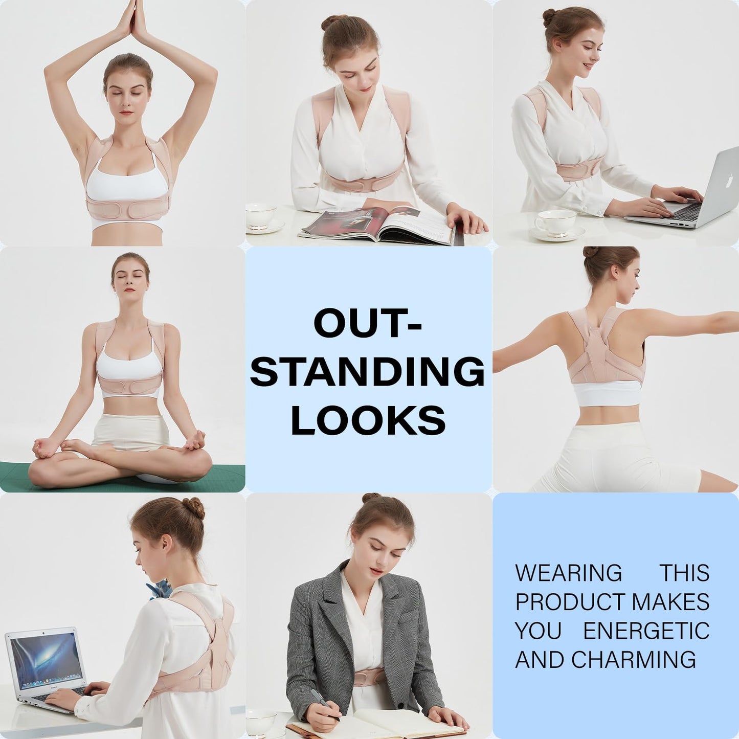 SHAPERKY Posture Corrector for Women and Men: Adjustable & Breathable Upper Back Brace - Posture Support for Sitting Work & Daily Use (Small/Medium)