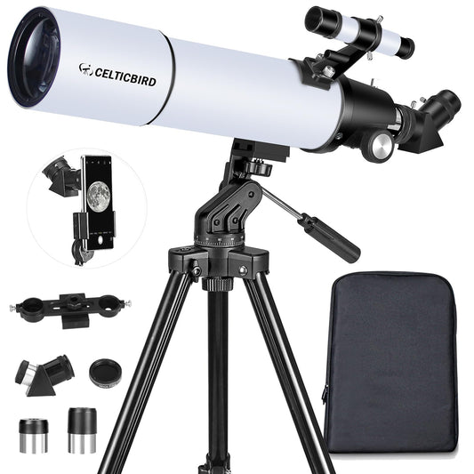 Celticbird Telescope for Adults High Powered, 80mm Aperture 600mm Telescopes for Adults Astronomy, Travel Telescopio for Beginners with AZ Mount, Backpack, Phone Adapter, Moon Filter