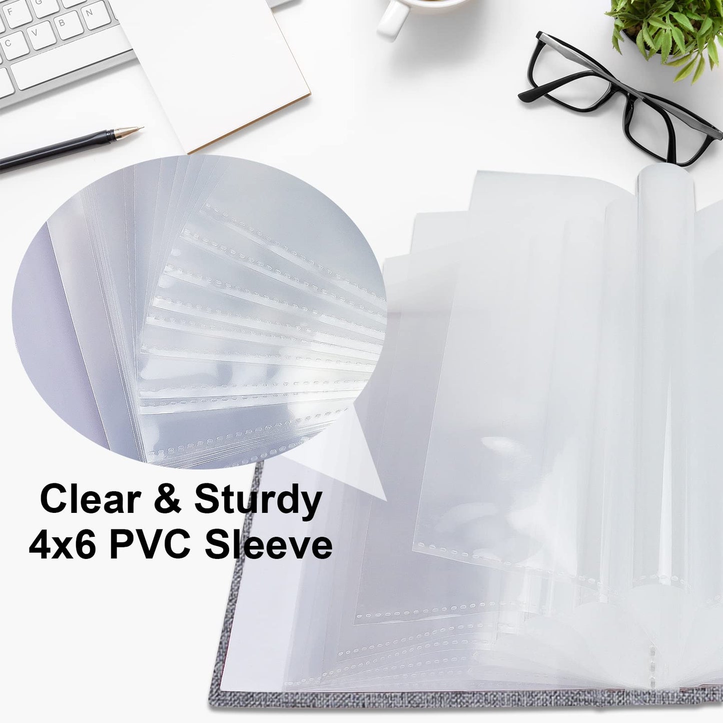 Vienrose Small Photo Album 4x6 Photos, 2 Pack Linen Cover Mini Photo Book, 26-Page Holds 52 Pictures, Artwork or Postcards Storage for Baby, Grey