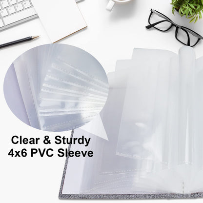 Vienrose Small Photo Album 4x6 Photos, 2 Pack Linen Cover Mini Photo Book, 26-Page Holds 52 Pictures, Artwork or Postcards Storage for Baby, Grey