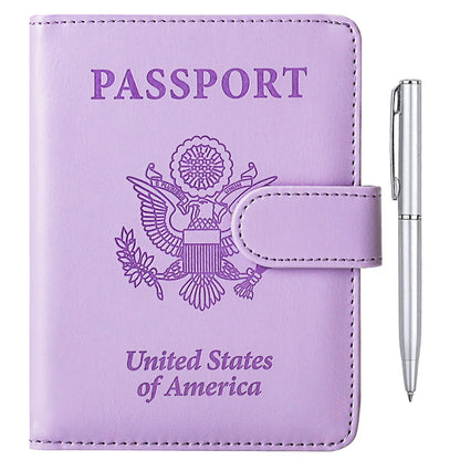 TIGARI Passport Holder for Travel Women Men, PU Leather Waterproof RFID Passport Holder Wallet Cover Case Sleeve, Family Vacation Plane Cruise Travel Document Organizer Essentials-Purple