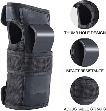 Adult Knee Pads Elbow Pads Wrist Guards for Adult Kids 6 in 1 Protective Gear Set for Skateboarding Biking Roller Skating Cycling Outdoor Sports Black L