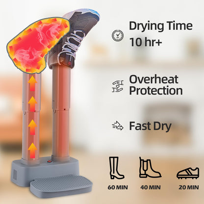 Shoe Dryer, Ohuhu Heavy Duty Boot Dryer for Work Boots - Boot Warmer Glove Dryer with Heat Blower Portable Ski Boot Heaters Overheat Protection Constant Temperature Space Saving Super Quiet Best Gifts