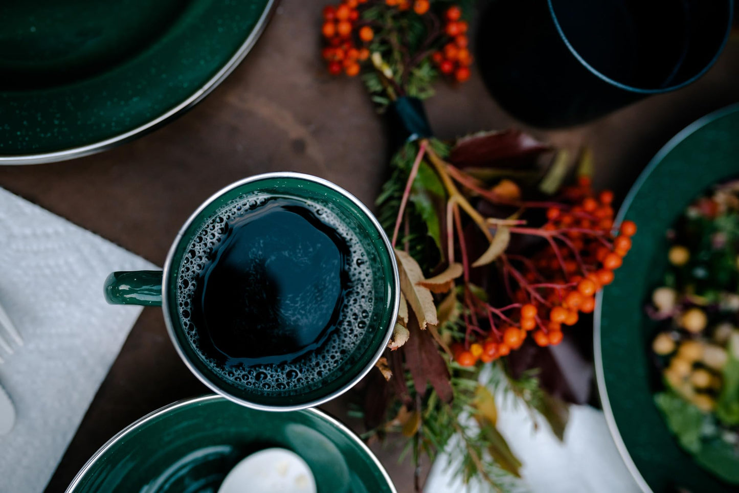 Stansport Deluxe 24-Piece Enamel Tableware Set - Green (11220-10)