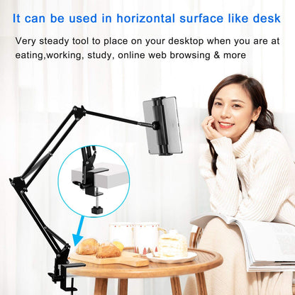 Tablet Stand Adjustable,Foldable Arm Stand for Bed,Aluminum Universal Flexible Tablet Holder with 360 Degree Rotation Compatible with iPad/iPhoneX/iPad Pro/N-Switch,or Other 4.5~12.9 Inches Devices