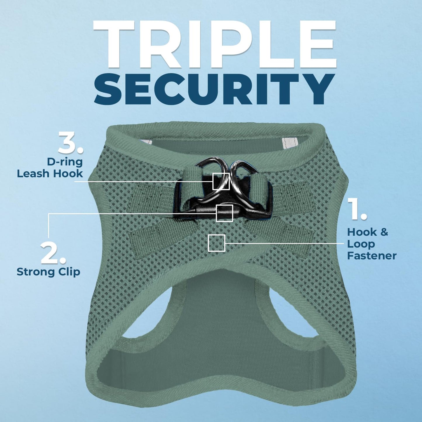 Best Pet Supplies - All Weather Mesh, Reflective, No Pull Harness for Small, Medium Dogs, Cats - Secure with Hook & Loop Fastener, Buckle, Double D-Rings - Moss Green, S (Chest: 14.5-16")