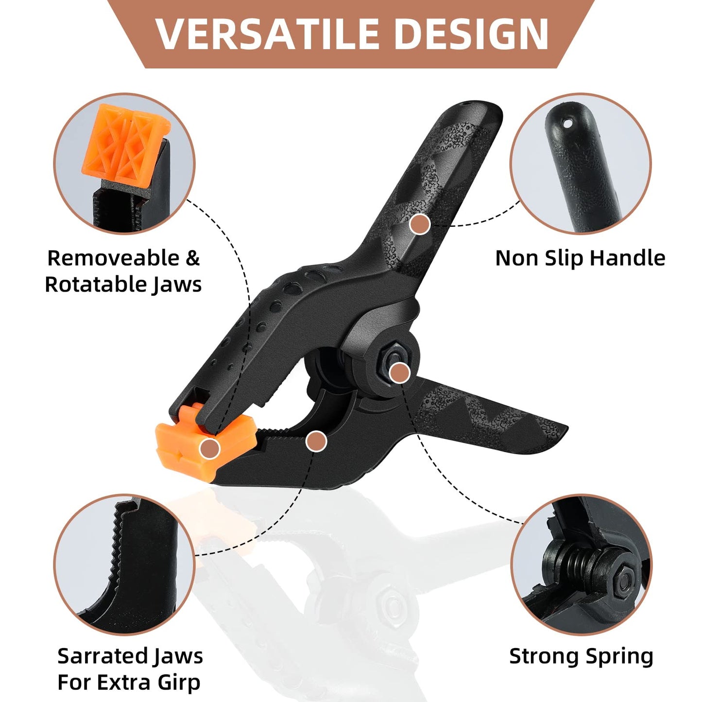 16 Pack Small Spring Clamps, 3.5 Inch Heavy Duty Clamps for Backdrop Stand, Plastic Clips for Crafts and Backdrop Clips for Crafts, Woodworking, Photography, Outdoor