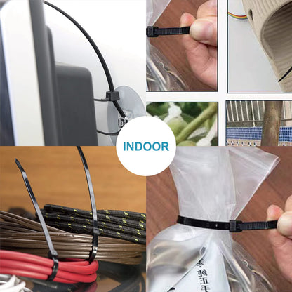 Zip Ties Assorted Sizes(4”+6”+8”+12”), 400 Pack, Black Cable Ties, UV Resistant Wire Ties by ANOSON