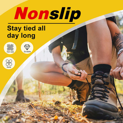 VSUDO 55 Inches Round Black Boot Laces, 5/32" Diameter Shoe Laces for Boots, Heavy Duty Work Shoestrings, Hiking Shoelaces for Men or Women (2Pairs-Black-140CM)