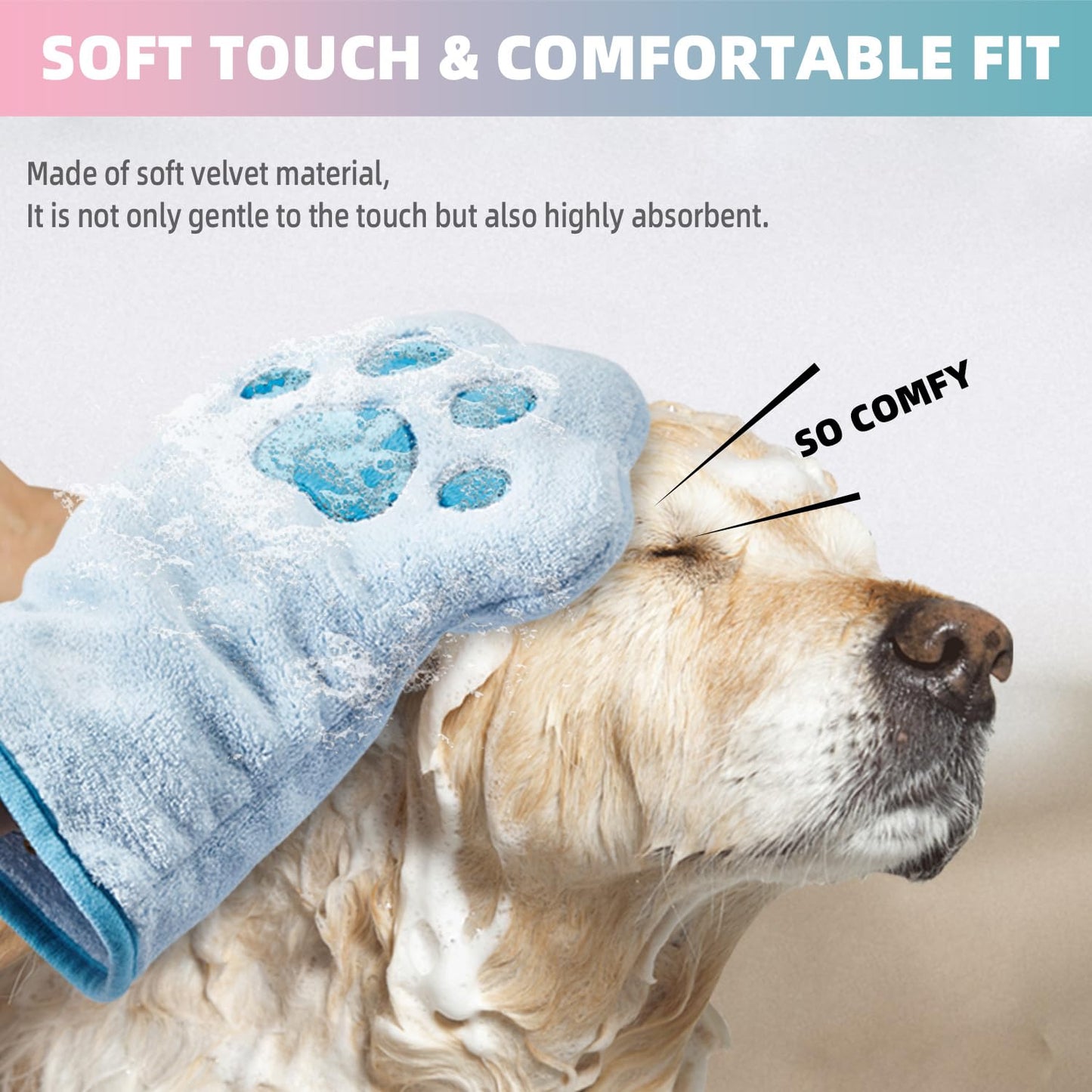 Supvlog Grooming Towel for Drying Pets – Ultra Absorbent Dog Towel with Embroidered Microfiber Design, Ideal for Small Dogs and Cats, Machine Washable, Blue, Tow01