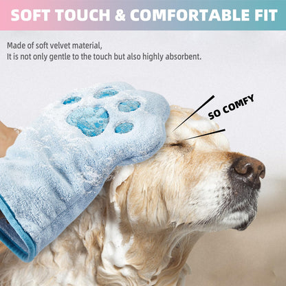 Supvlog Grooming Towel for Drying Pets – Ultra Absorbent Dog Towel with Embroidered Microfiber Design, Ideal for Small Dogs and Cats, Machine Washable, Blue, Tow01