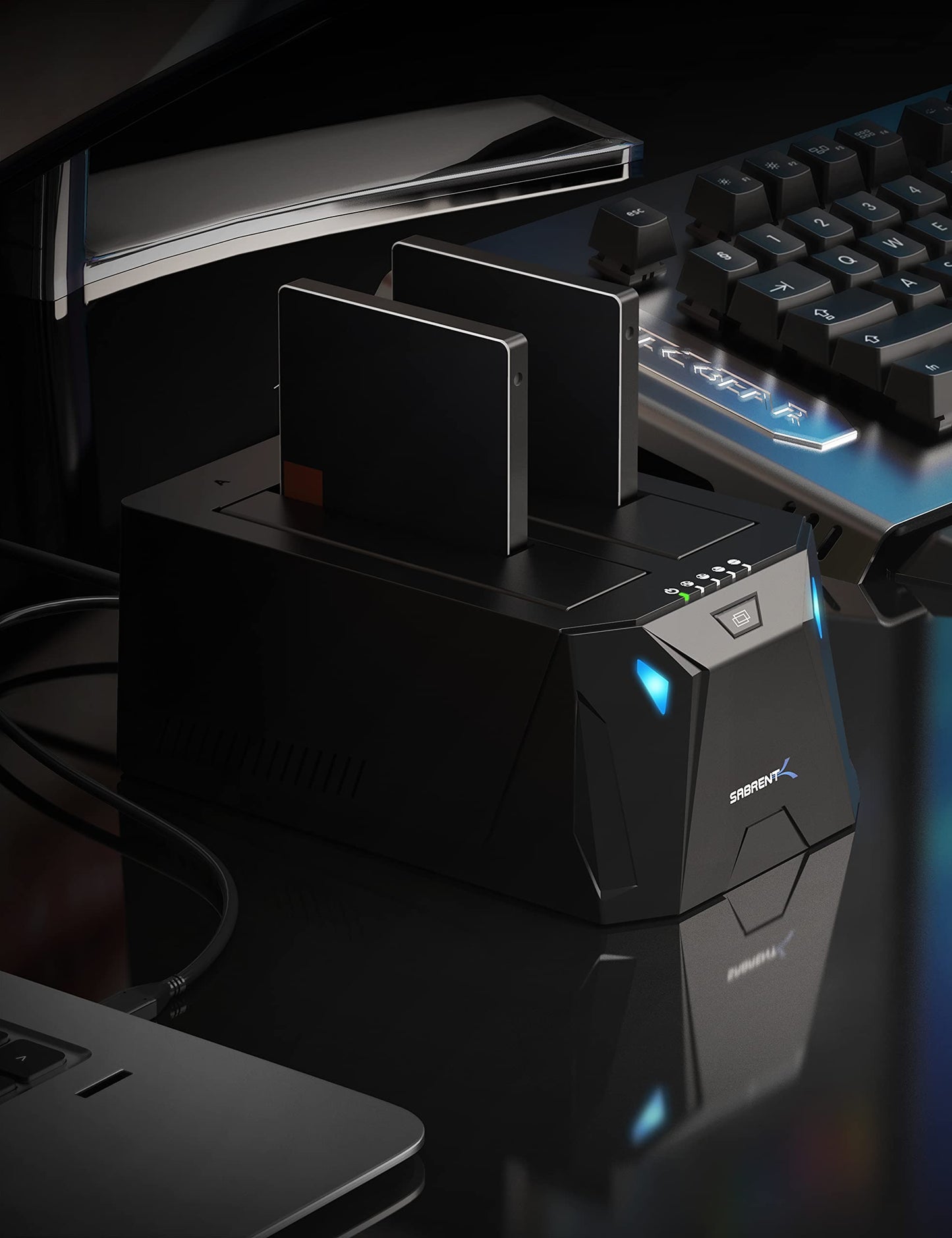 SABRENT USB Type C SATA 2.5” & 3.5” Dual Bay Hard Drive Docking Station | Offline Cloning | Up to 5Gbps | Tool Free Installation (EC-CH2B)