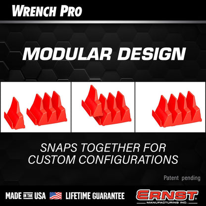 Ernst Manufacturing Wrench Pro - Modular Wrench Organizer for 40 Tools with Magnetic Base (Hi-Viz) - Made in the USA