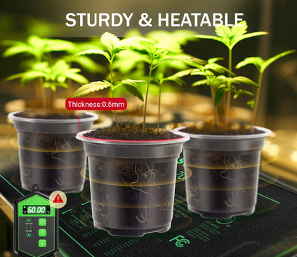 WandaQueen 30 Packs Clear Nursery Pots for Plants, 3.5/4/5 Inch High Transparency Plastic Seedling Plant Pot with Drainage Holes, Includes 20 Labels