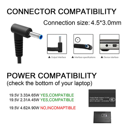 Charger Compatible with HP Laptop Computer 65W 45W Smart Blue Tip Power Adapter