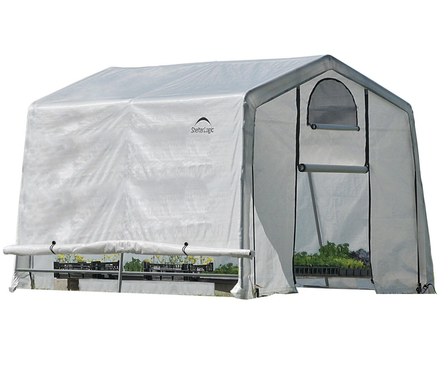 ShelterLogic 10' x 10' GrowIT Greenhouse-in-a-Box Easy Flow Peak Roof Style Easy Access Outdoor Grow House with Translucent Waterproof Cover