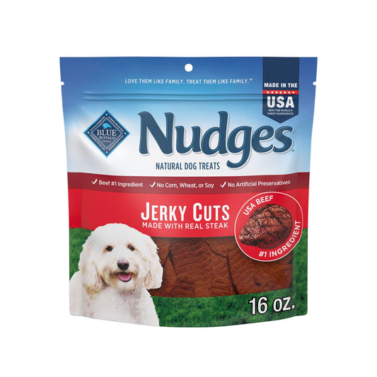 Blue Buffalo Nudges Jerky Cuts Dog Treats, Made in the USA with Natural Ingredients, Steak, 16-oz Bag
