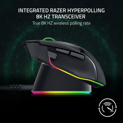 Razer Mouse Dock Pro with Wireless Charging Puck: Magnetic Wireless Charging - Integrated HyperPolling 8K Hz Transceiver - Anti-Slip Base - Chroma RGB Lighting - Classic Black