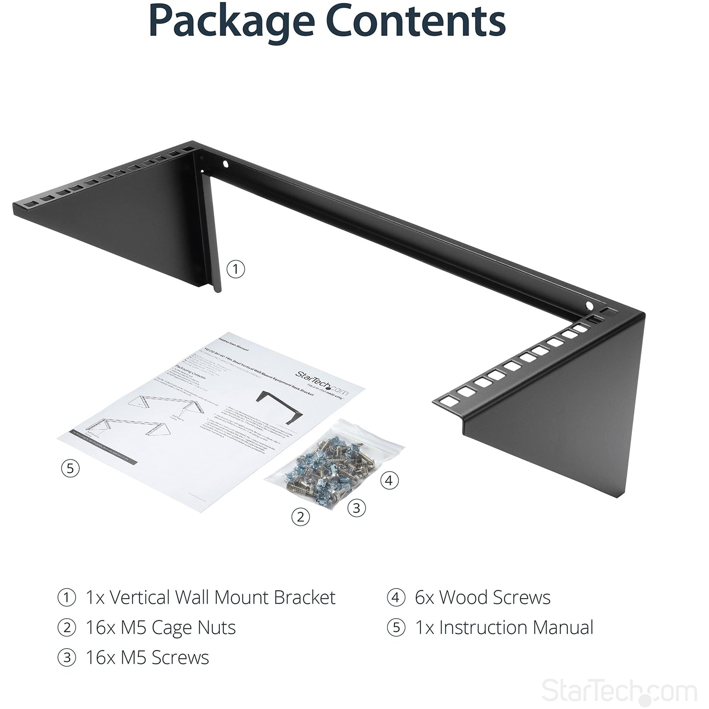 StarTech.com 4U Wall Mount Patch Panel Bracket - 19 inch Steel Vertical Mounting Rack for Network and Data Equipment, TAA (RK419WALLV)