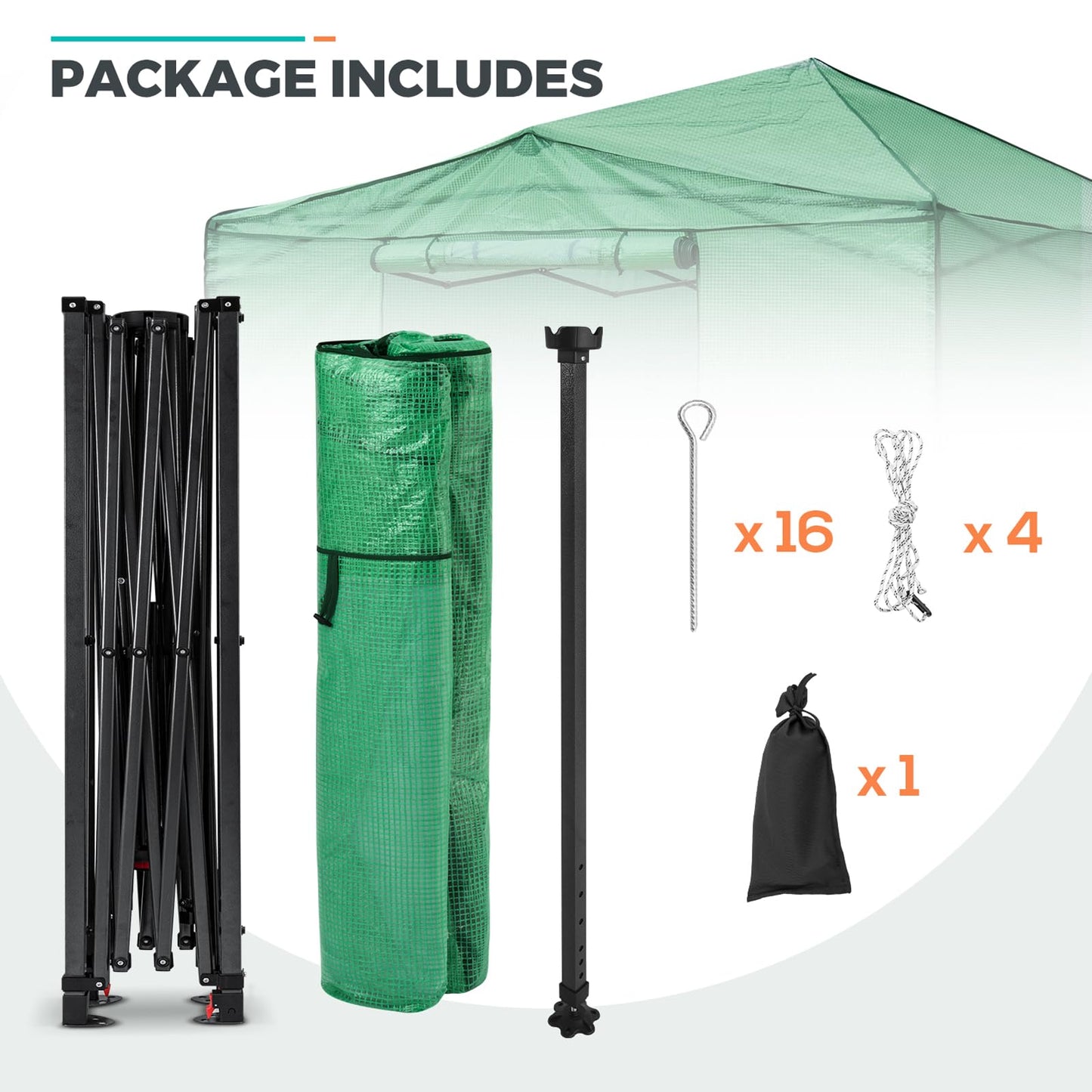 EAGLE PEAK 12x8 Portable Large Walk-in Greenhouse Instant Pop-up Fast Setup Indoor Outdoor Plant Gardening Green House Canopy, Front Roll-Up Zipper Entry Doors and Roll-Up Side Windows, Green