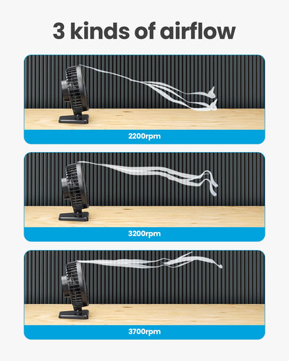 Gaiatop USB Desk Fan, Small But Powerful, Personal Portable Quiet 3 Speeds, Adjustable Mini Table Desktop fan for Cooling Home Office Car Summer Travel Gifts Black