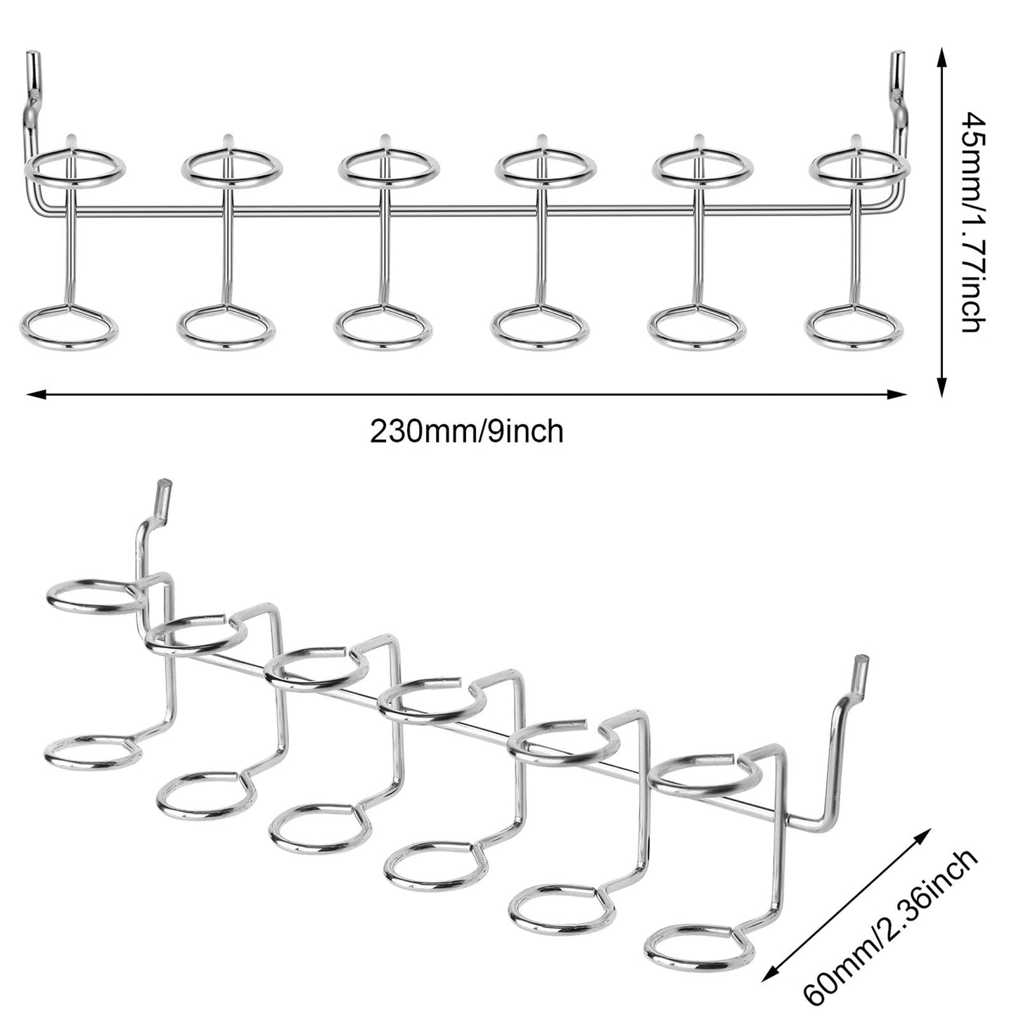 Ripeng Pegboard Screwdriver Holders Peg Board Organizer Accessories Multi Ring Tool Holders Six Tool Multi Tool Organizer Racks for Pegboard, Pliers(Silver, 4 Pieces)
