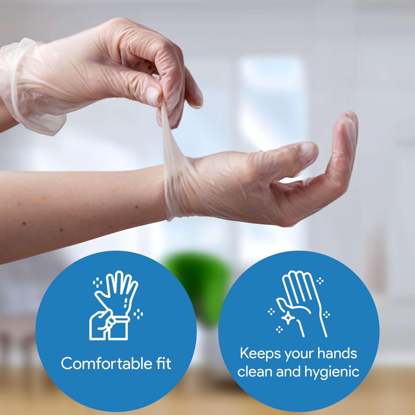 Vinyl Disposable Gloves Large - 100 Clear Food Safe Cooking and Household Cleaning Gloves - Powder-Free and Latex-Free Kitchen Glove for Meal Prep and Food Service