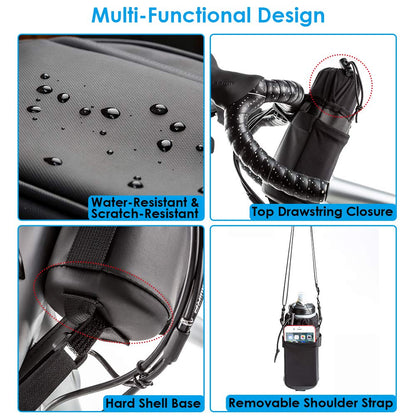 WOTOW Bike Water Bottle Holder- Insulated Bicycle Cup Holder with Shoulder Strap, Bike Drink Holder with Phone Storage for Adult Kids, Handlebar Cycling Water Bottle Cage for Mountain Touring