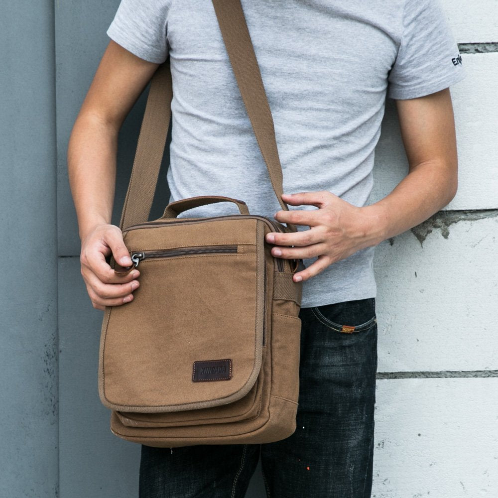XINCADA Mens Bag Messenger Bag Canvas Shoulder Bags Travel Bag Man Purse Crossbody Bags for Work Business