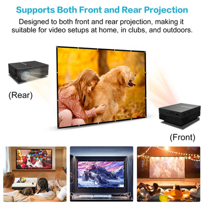 Taotique Projector Screen 120 inch, Movie Projector Screen 16:9 Foldable and Portable Anti-Crease Indoor Outdoor Projection Double Sided Video Projector Screen for Home, Party, Office, Classroom
