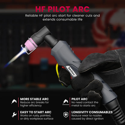 bestarc Plasma Cutter, [Pilot Arc][Large LED Display][Air Sensor] 50A bestarc Plasma Cutter Machine 110/220V Dual Voltage, 1/2 Inch Clean Cut 4/5 Inch Max Cut, Post Flow Mesh, 2T/4T for Beginners DIY