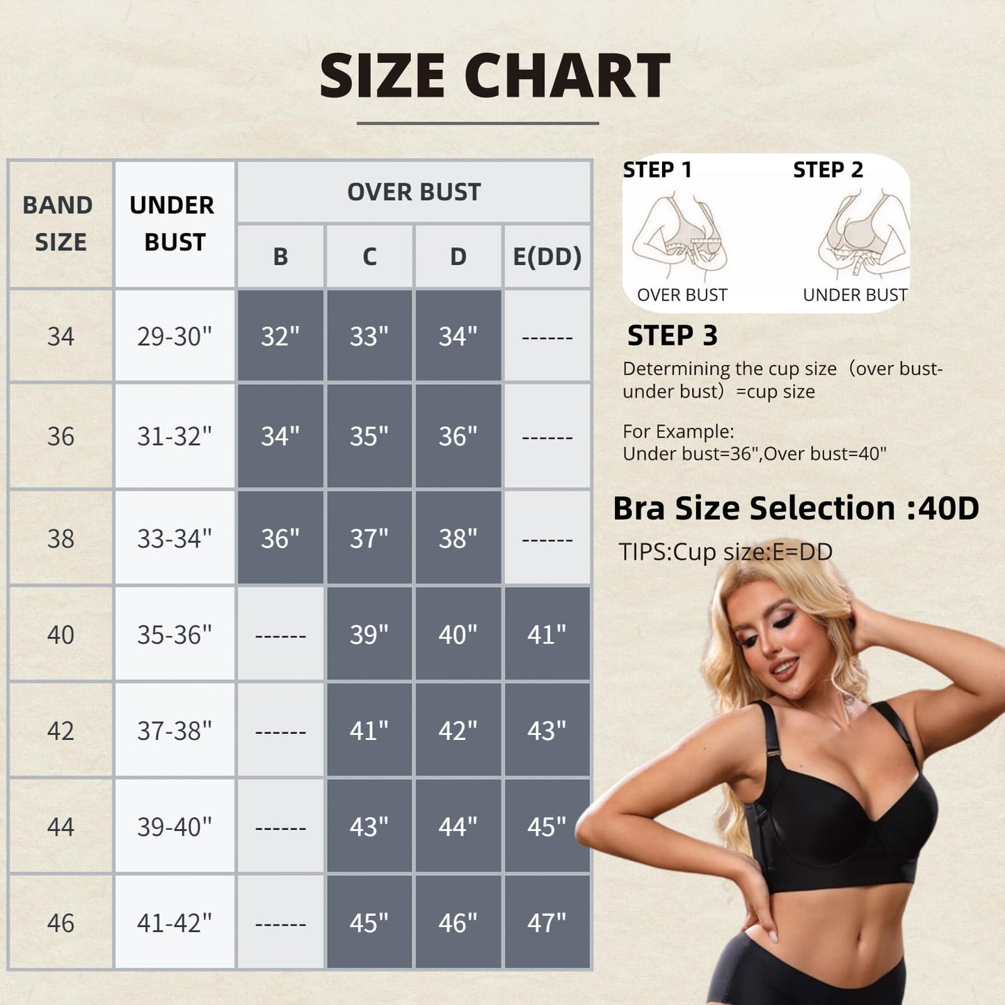 Simpyiss Bra Push Up She Curve Back Smoothing Bra Posture Corrector Bra(Black,38D)