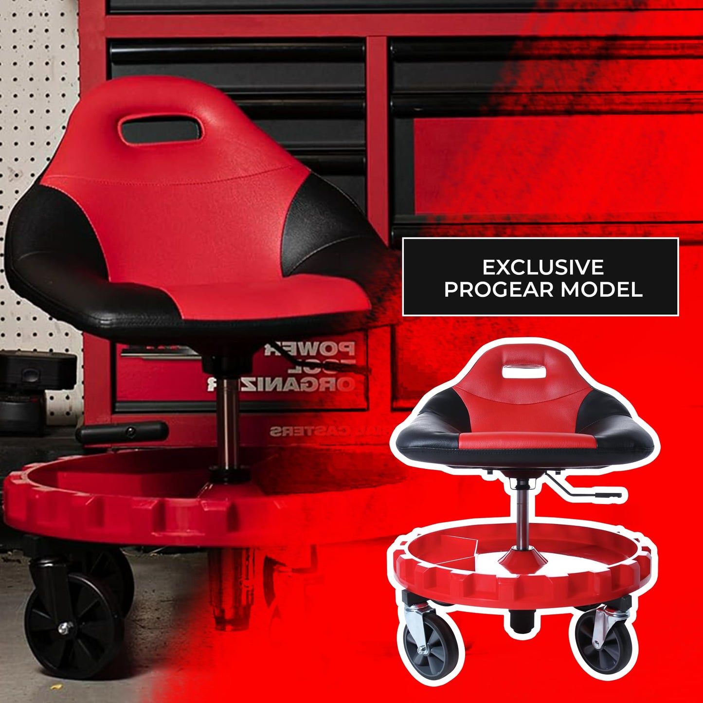 Traxion 2-700 ProGear Mobile Rolling Gear Seat W/Equipment Tray and Five All-Terrain 5" Casters