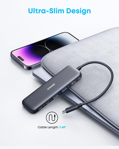 Anker USB C Hub, 5-in-1 USBC to HDMI Splitter with 4K Display, 1 x Powered USB-C 5Gbps & 2×Powered USB-A 3.0 5Gbps Data Ports for MacBook Pro, MacBook Air, Dell and More