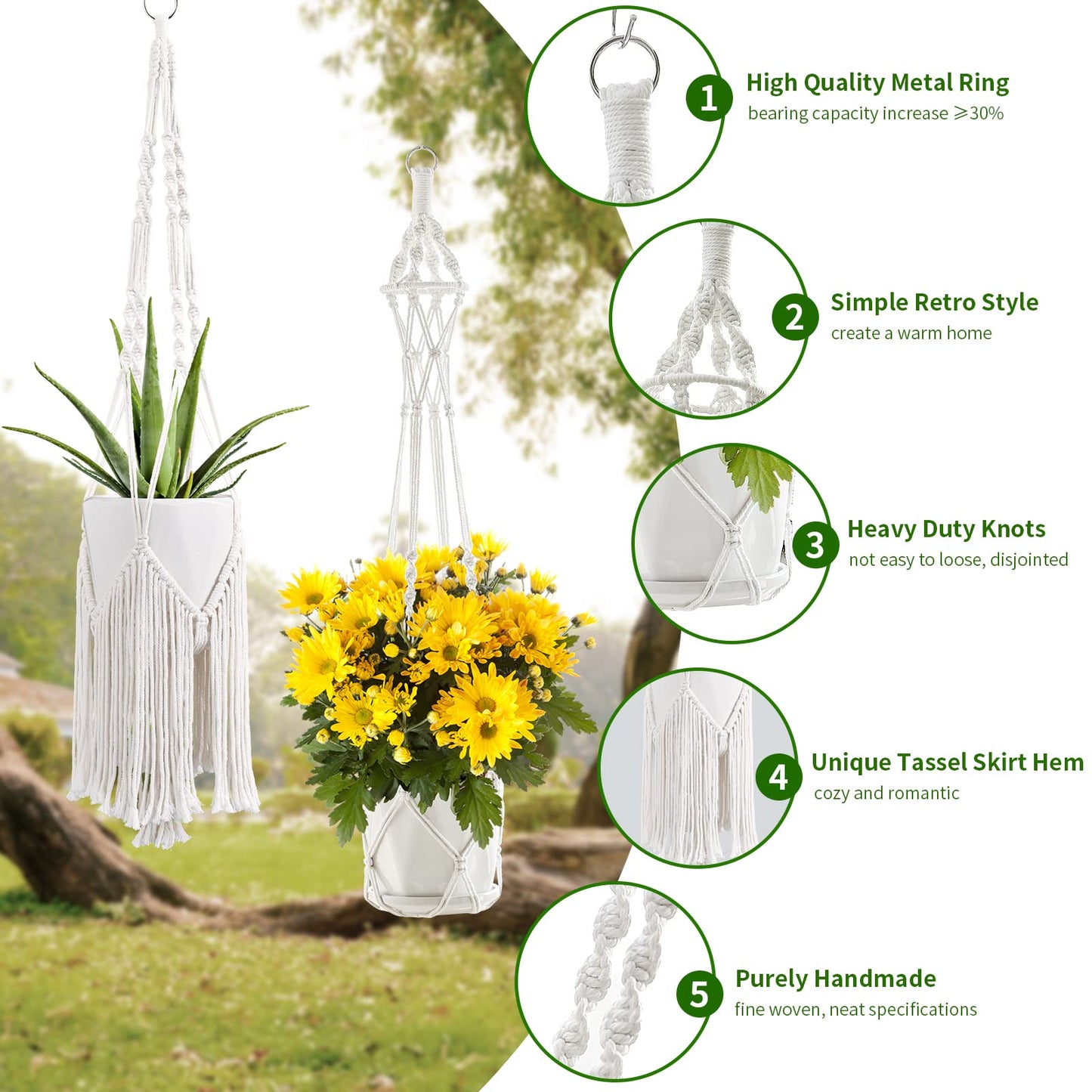 SFENNGPET Macrame Plant Hangers, 6Pack Hanging Planters for Indoor Plants w/ 6 Set Hangers Kit Handmade Macromay Plant Hangers Indoor Flower Pots Holder Stand for Boho Home Décor (POTS NOT Included)