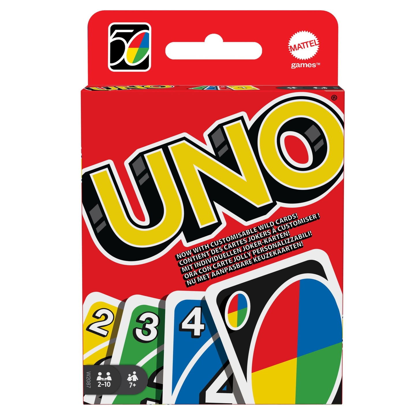 UNO - Classic Colour & Number Matching Card Game - 112 Cards - Customizable & Erasable Wild - Special Action Cards Included - Gift for Kids 7+, W2087