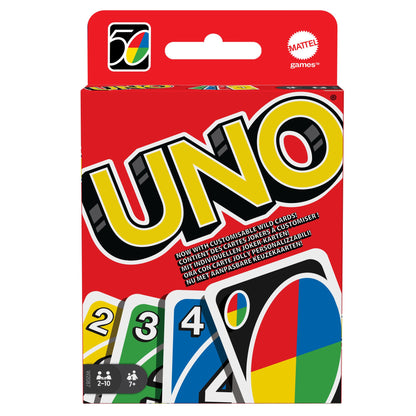 UNO - Classic Colour & Number Matching Card Game - 112 Cards - Customizable & Erasable Wild - Special Action Cards Included - Gift for Kids 7+, W2087
