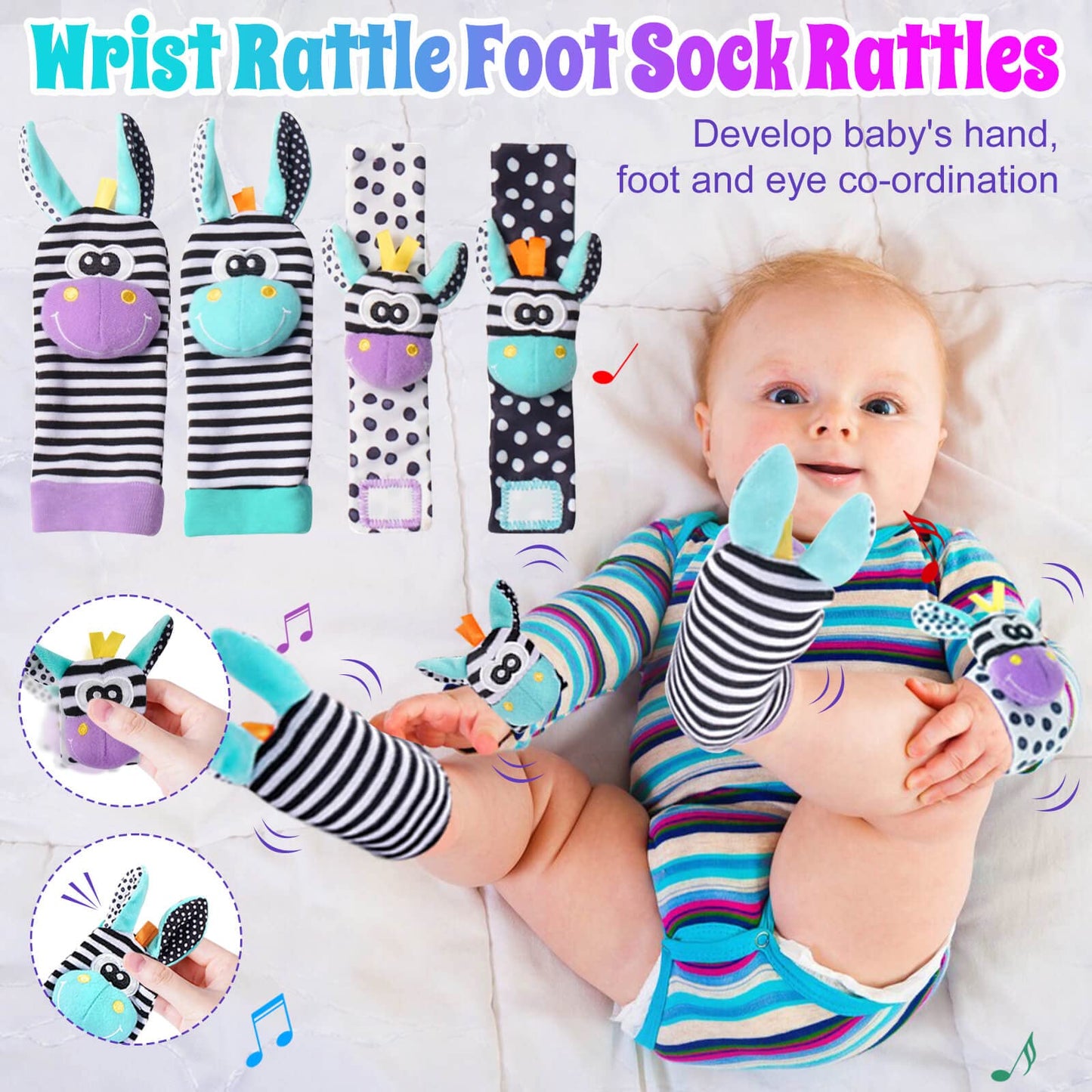 Baby Rattles 0-6 Months: Baby Toys Rattles for Babies 6-12 Months Infant Toys 0-3 Months Newborn Toys Teething Toys 3-6 Months - Baby Rattle Socks Baby Gifts for Boy Girl