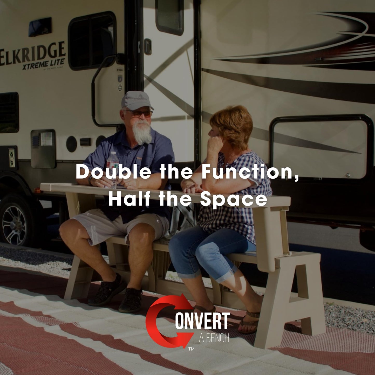 Convert-a-Bench Gen 1 2-in-1 Outdoor Convertible Bench to Picnic Table | Space-Saving, Weather-Resistant Patio Furniture for Yard, Deck, Garden | Easy Assembly & Durable Design -1 Bench/Order, White