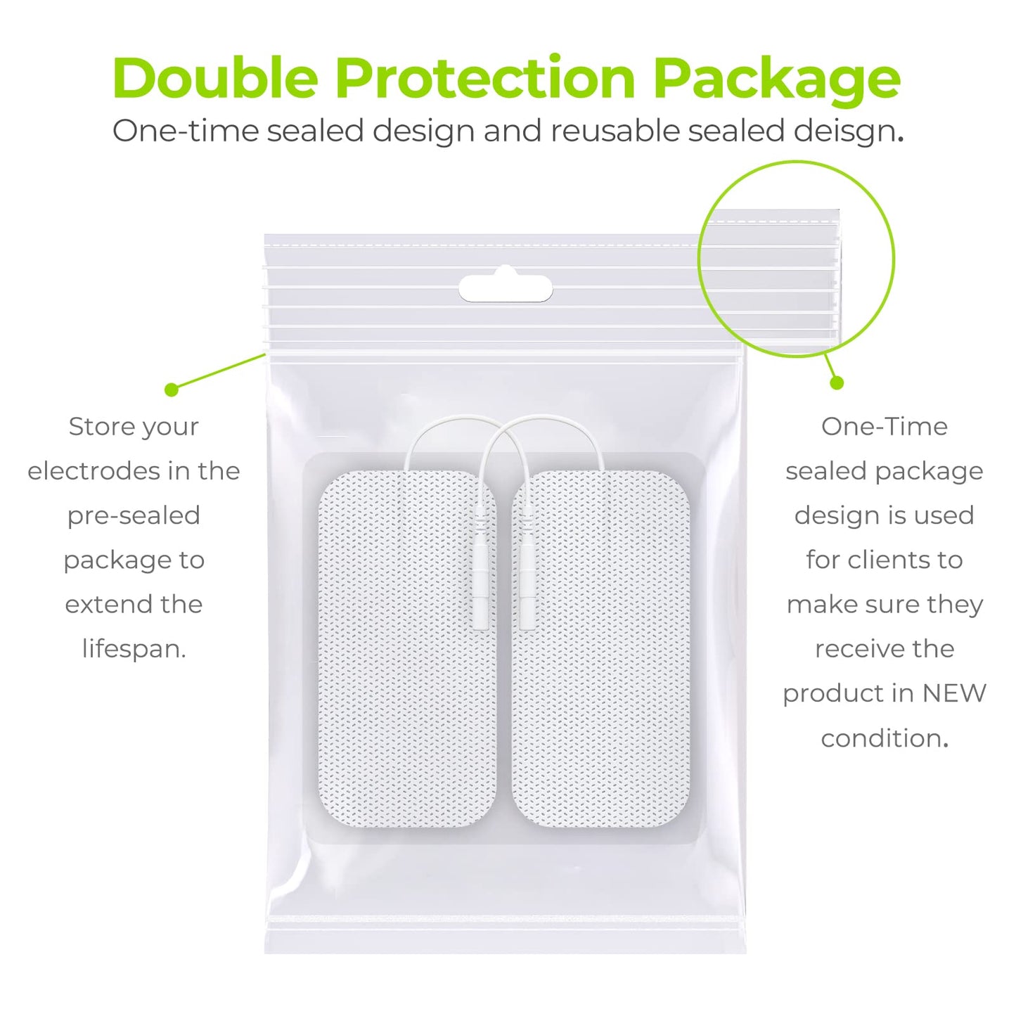 AUVON TENS Unit Pads 2"X4" 10 Pcs, 3rd Gen Latex-Free Rectangular Replacement Pads Electrode Patches with Upgraded Self-Stick Performance for Electrotherapy