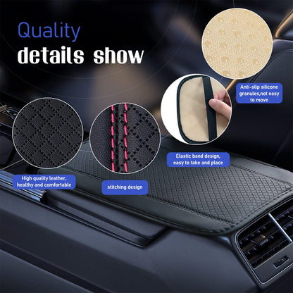 Ziciner Car Center Console Armrest Pad, PU Leather Waterproof Auto Armrest Seat Box Cover Protector, Universal 12.59x 7.24 Inch Vehicles Interior Accessories for Most Car SUV (Black & Pink)