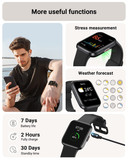 Smart Watch for Men Android & iPhone, Alexa Built-in, 1.8" Touch Screen Fitness Tracker with Answer/Make Calls, IP68 Waterproof Heart Rate/Sleep/SpO2 Monitor, Pedometer, 100+ Sport Modes