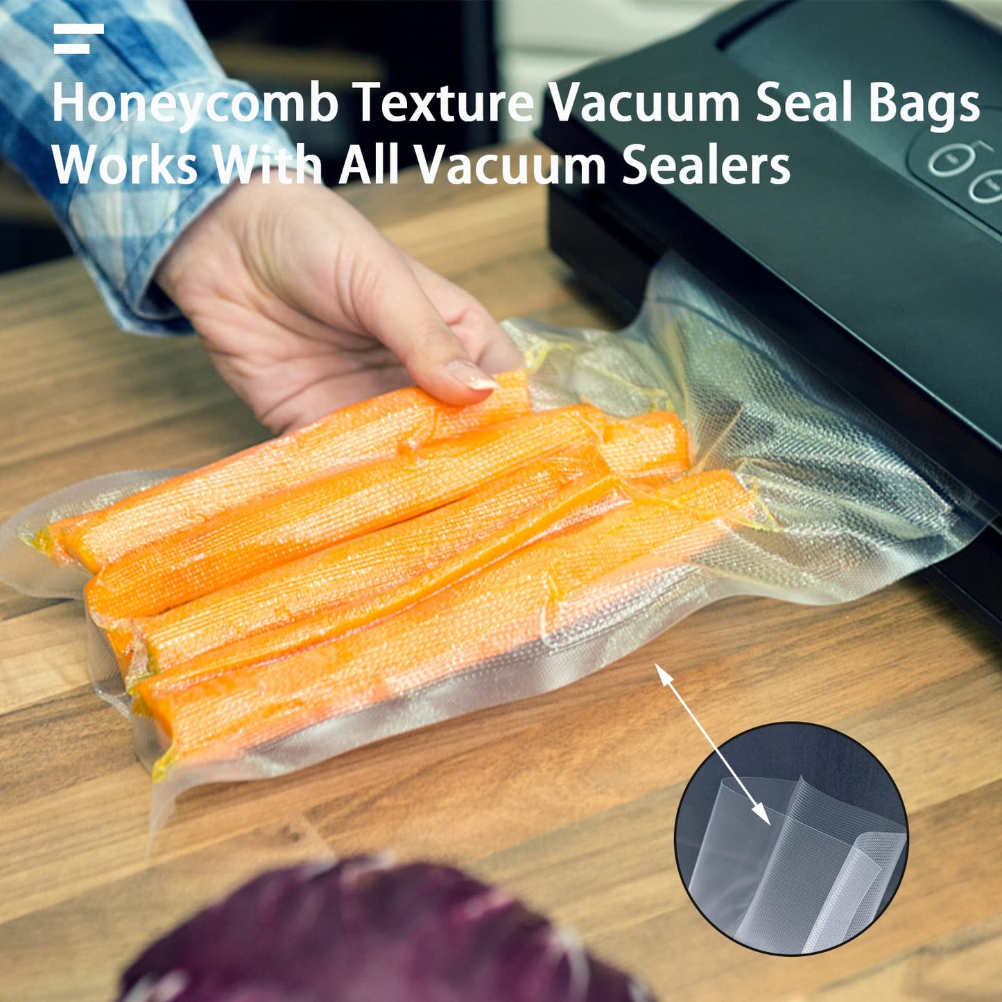 Vacuum Sealer Bags, Food Vacuum Sealer Bag, 100Pcs 4.7" x 6.7" Smell Proof Bags, Heavy Duty, Puncture Prevention, Boilsafe, Freezable, BPA Free, Commercial Grade, Fit Airtight Food Storage Sous Vide