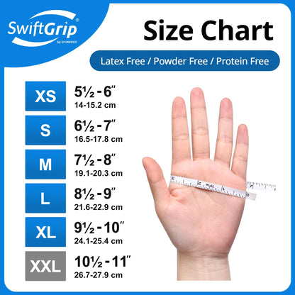 SwiftGrip Disposable Nitrile Exam Gloves, Blue, Nitrile Gloves Disposable Latex Free, Medical Gloves, Cleaning Gloves, Food-Safe Rubber Gloves, Powder Free, Non-Sterile, 100-ct Box (Large)