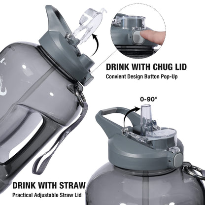 XBOTTLE 1 Gallon BPA Free Tritan Water Bottle with Straw & Chug Lid for Sports Camping Fitness 128oz Black