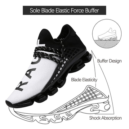 DUORO Men's Slip On Road Running Shoes, Breathable, Lightweight, Comfortable, White, Size 11.5 Wide